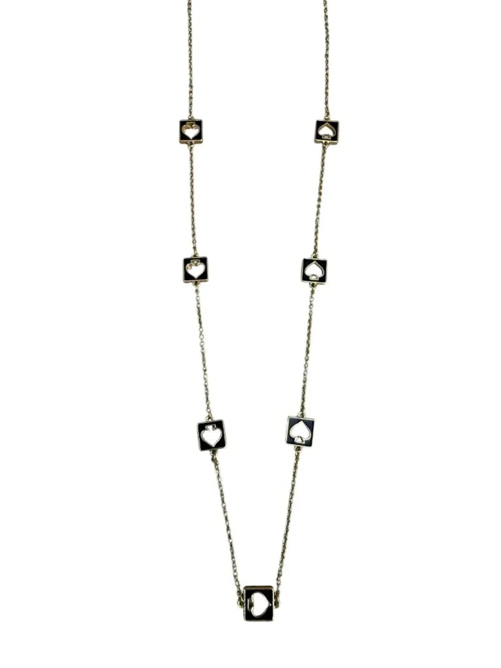 NWT Kate Spade Holepunch Spade Necklace Gold Black 32